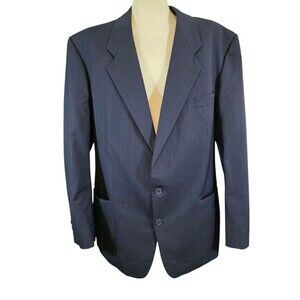 Yves Saint Laurent YSL Blazer Mens *44 Blue Coat Jacket Pinstripe Vintage  READ